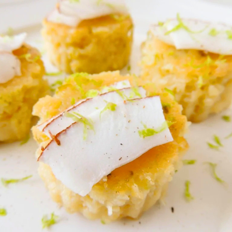 Dominican baked coconut dessert coco horneado golden crust with lime zest
