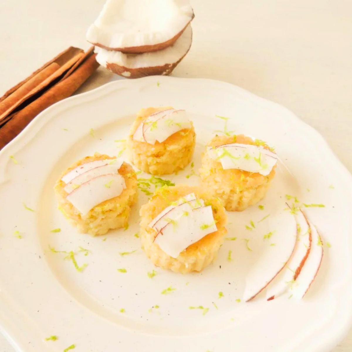 Dominican baked coconut dessert coco horneado golden crust with lime zest