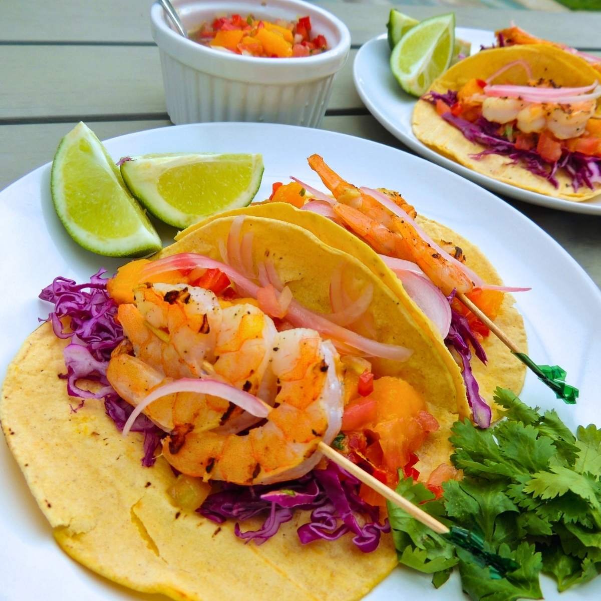 Dominican Shrimp Tacos with Mango Salsa