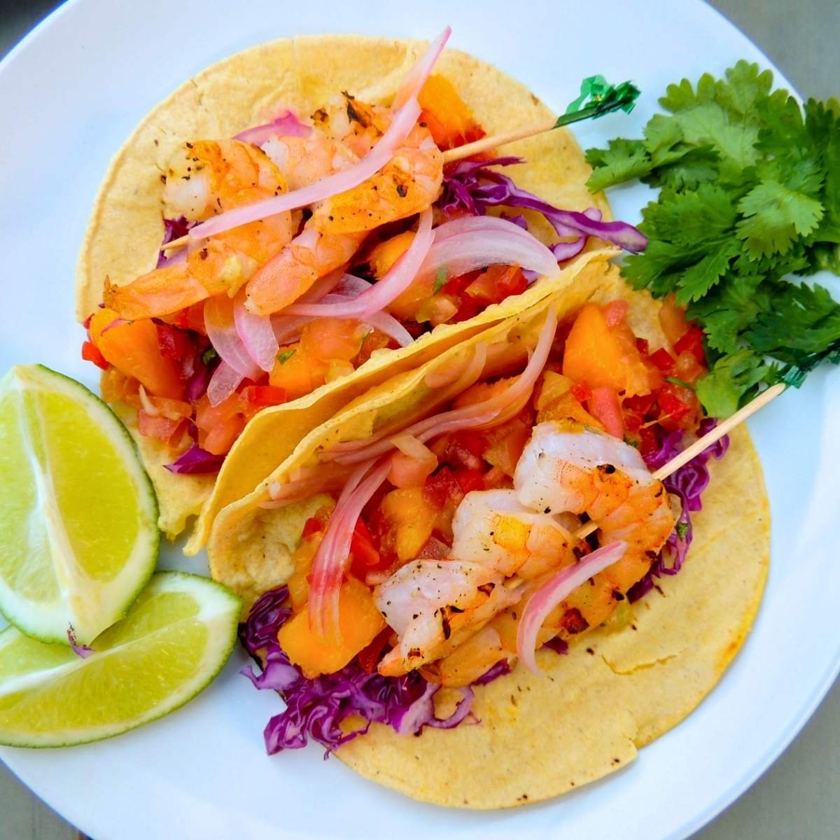 Dominican Shrimp Tacos with Mango Salsa