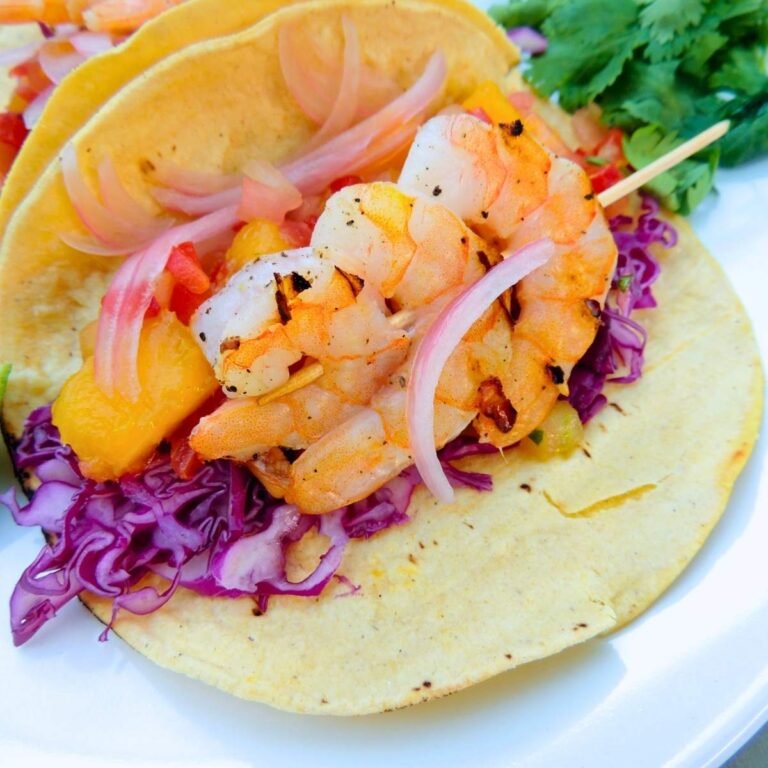 Dominican Shrimp Tacos with Mango Salsa