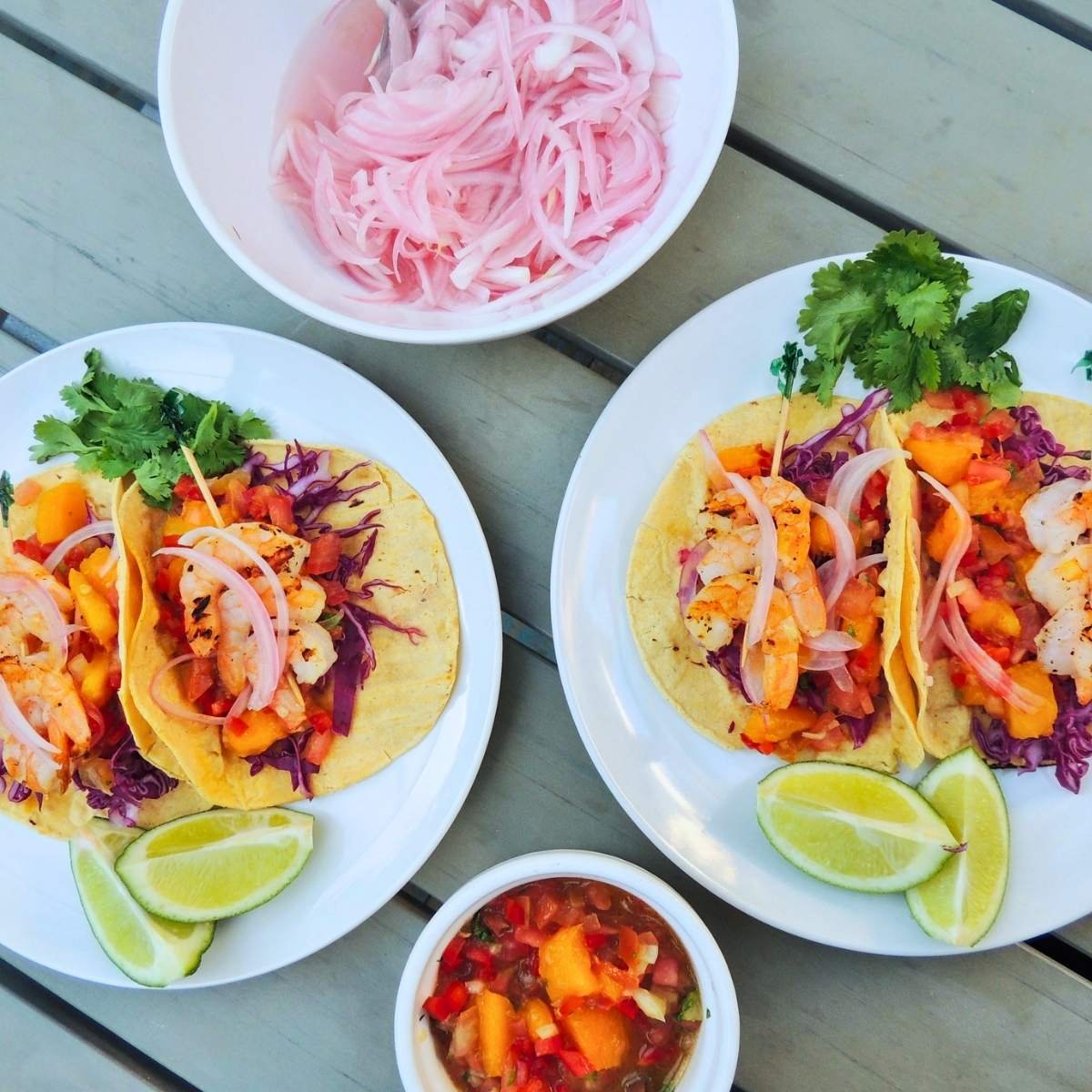 Dominican Shrimp Tacos with Mango Salsa
