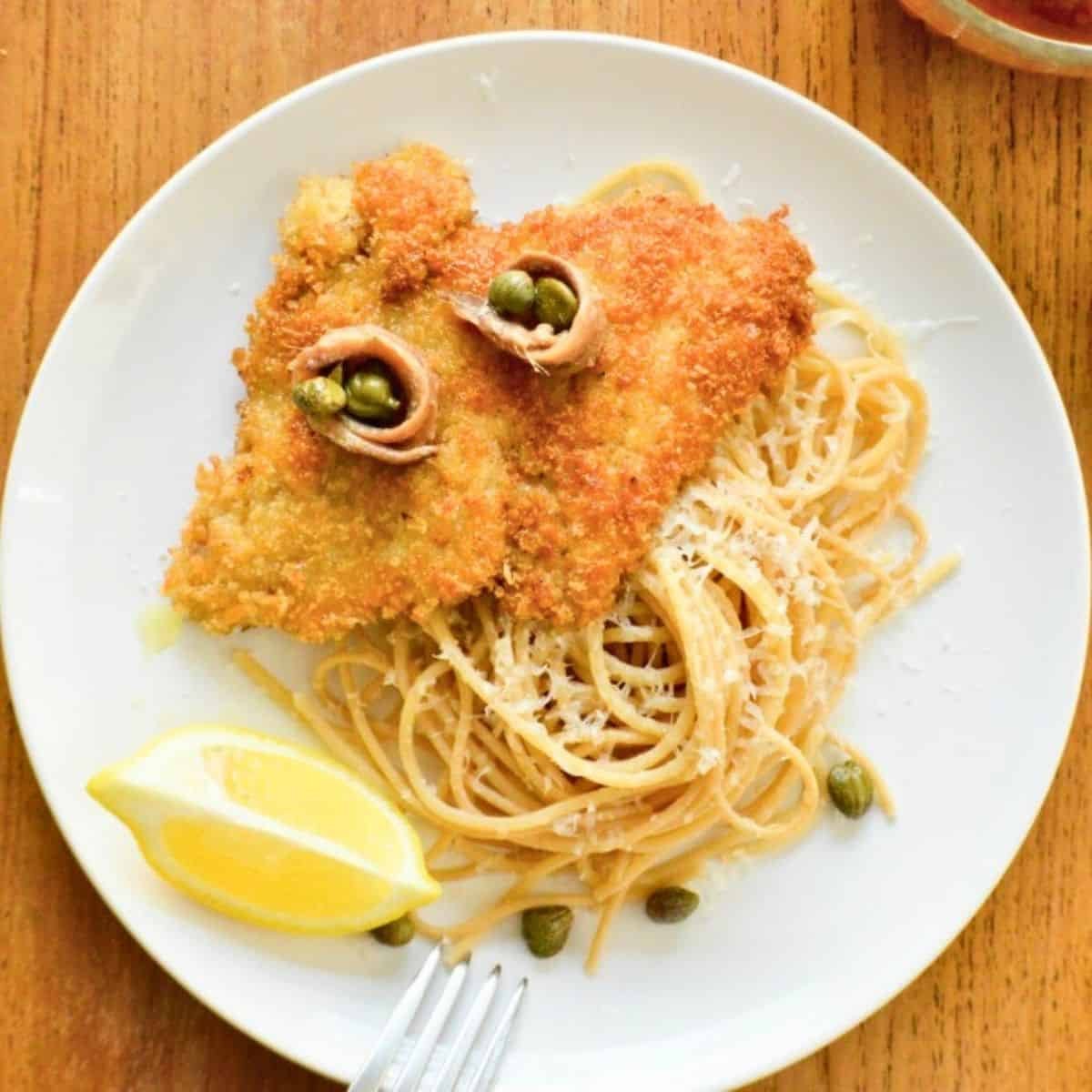 Veal Scaloppini alla Milanese with Spaghetti