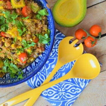 High-Protein Colorful Quinoa Salad with Lime-Avocado Oil Dressing