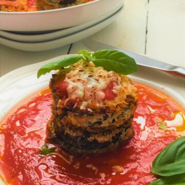 Air Fryer Eggplant Parmesan Stacks with Mozzarella