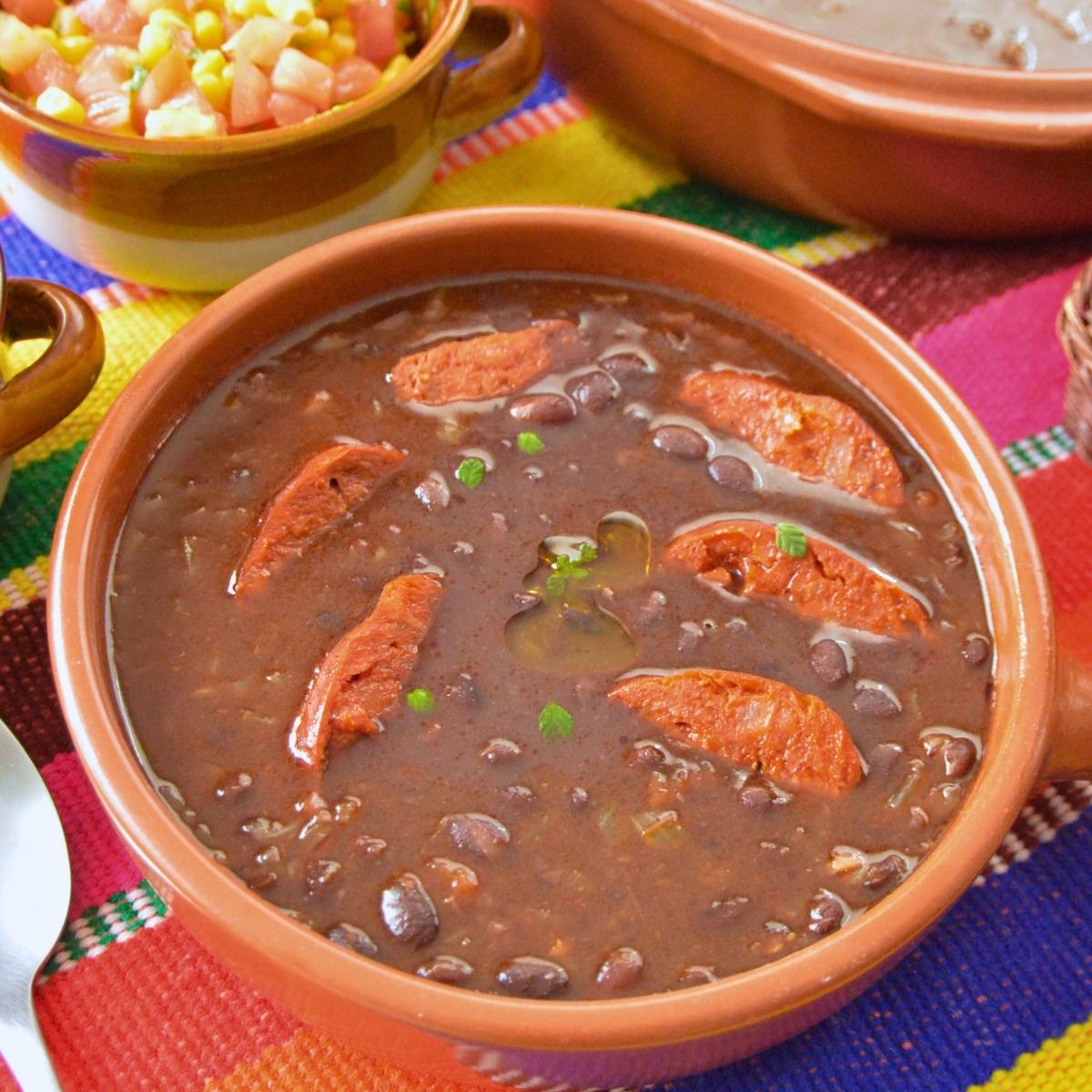 High-Protein Black Bean Soup with Turkey Chorizo