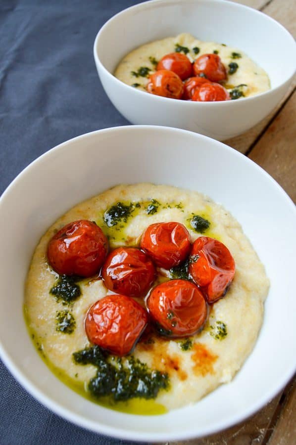 Creamy polenta with roasted tomatoes