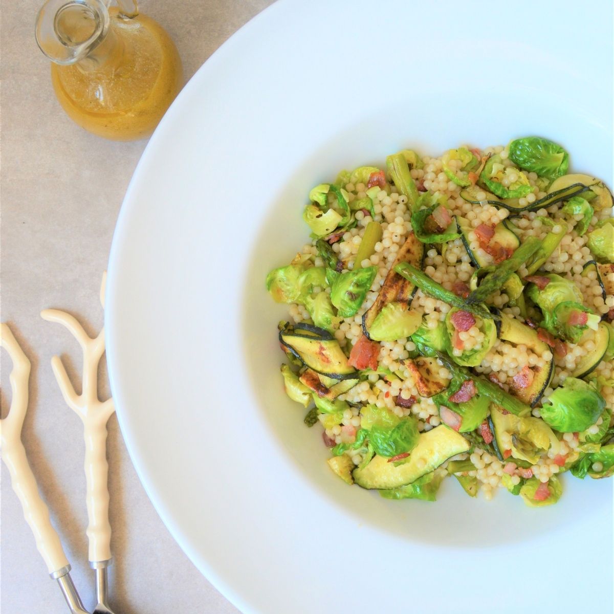 Pearl Couscous Salad with Spring Vegetables and Dijon Vinaigrette