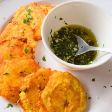 Air Fryer Tostones (Twice-Cooked Green Plantains)