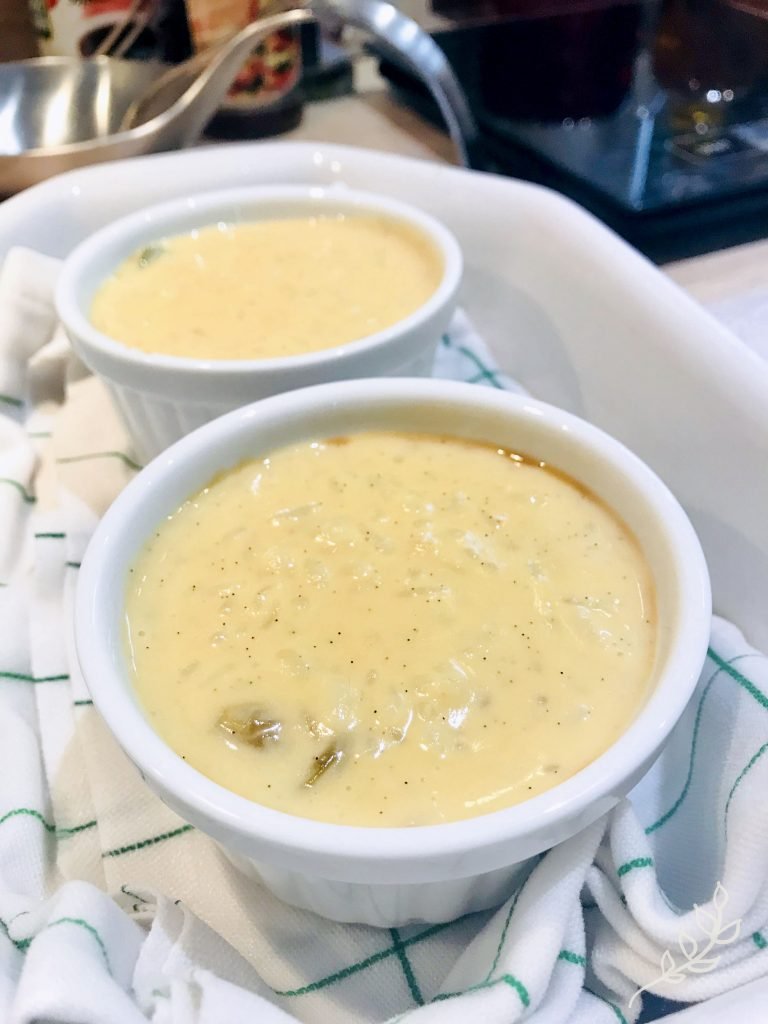 Traditional caramel rice pudding