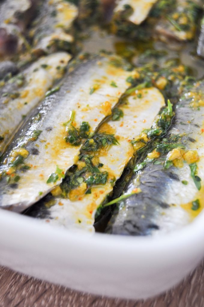 Pan-roasted sardines with chermoula sauce