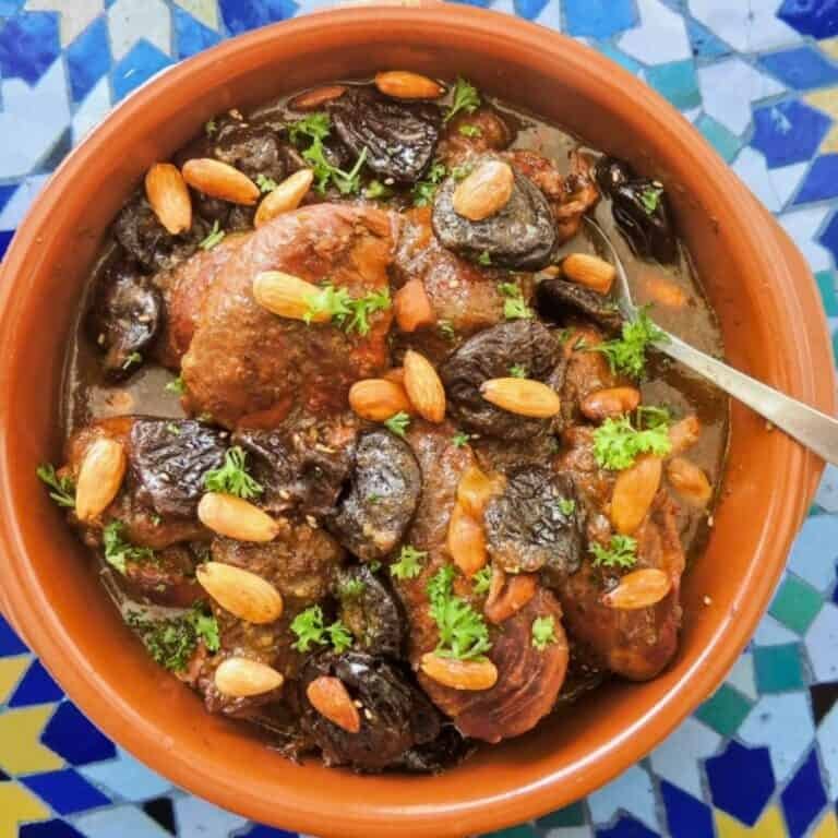 Authentic Chicken Tajine with Prunes and Almonds