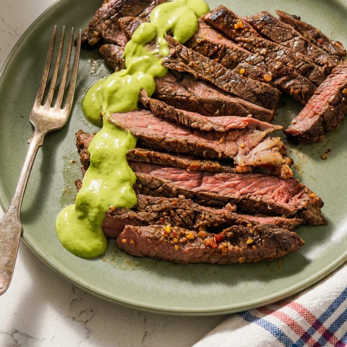 Dominican Air Fryer Churrasco - 42g Protein, 16 Minutes, Cilantro Avocado Crema