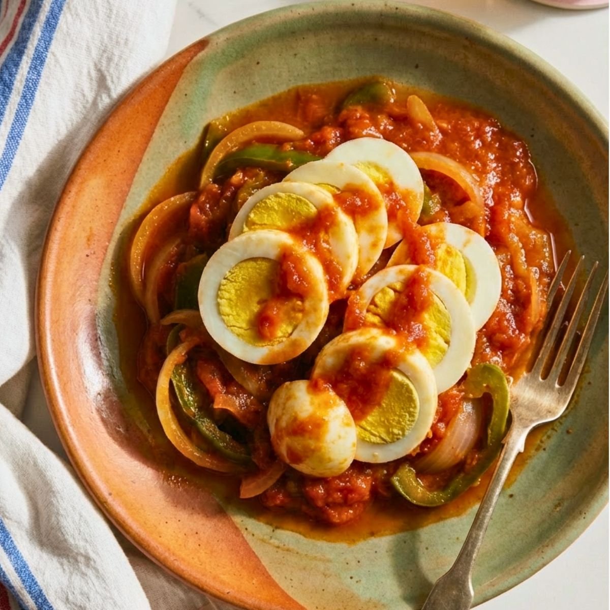 huevos guisados en escabeche | Dominican eggs escabeche | hard-boiled eggs Dominican style