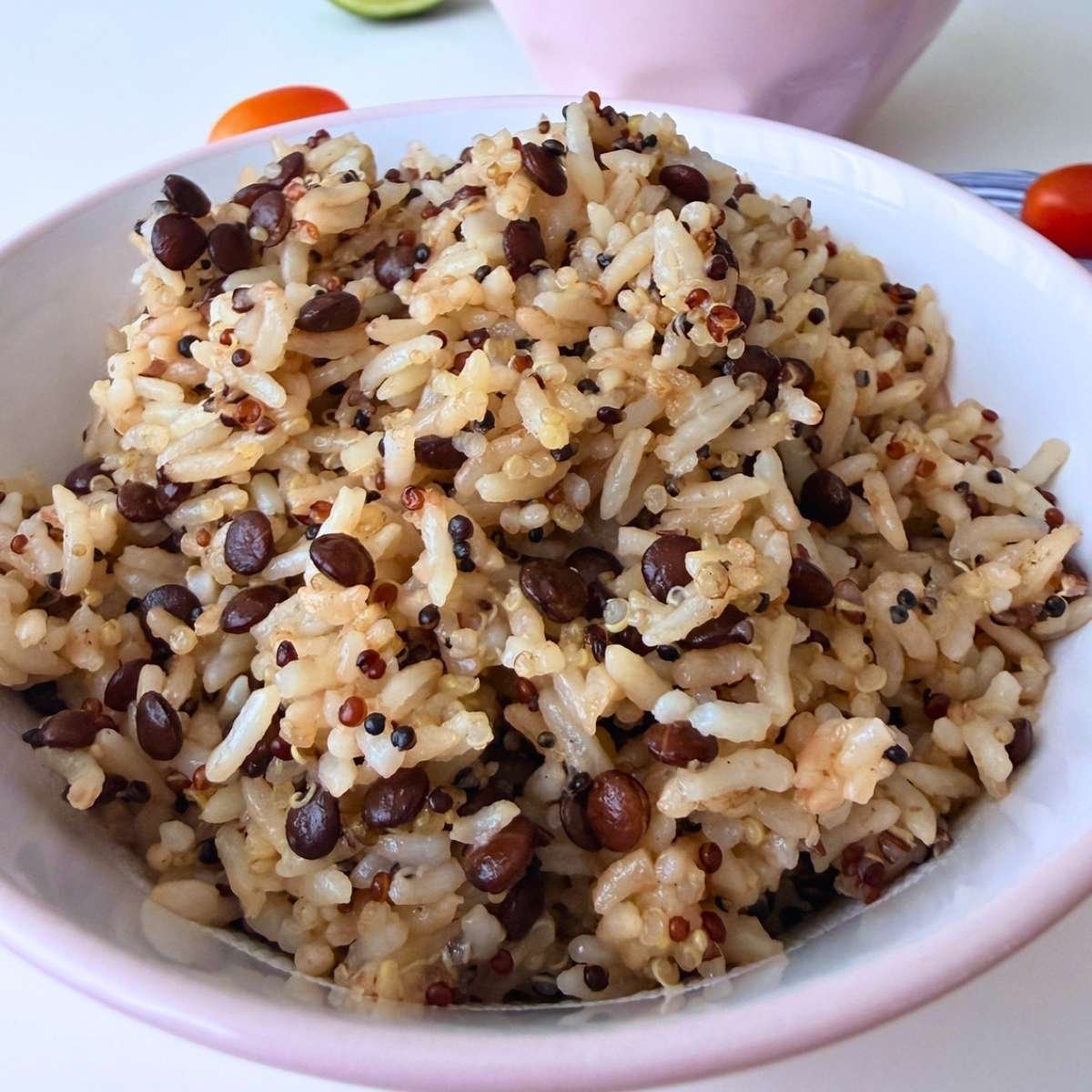 High protein rice (17g per serving): the dominican upgrade for your everyday side 1 High protein rice with red lentils and peas in white caldero, garnished with cilantro - 17g protein Dominican side - Strength and Sazón